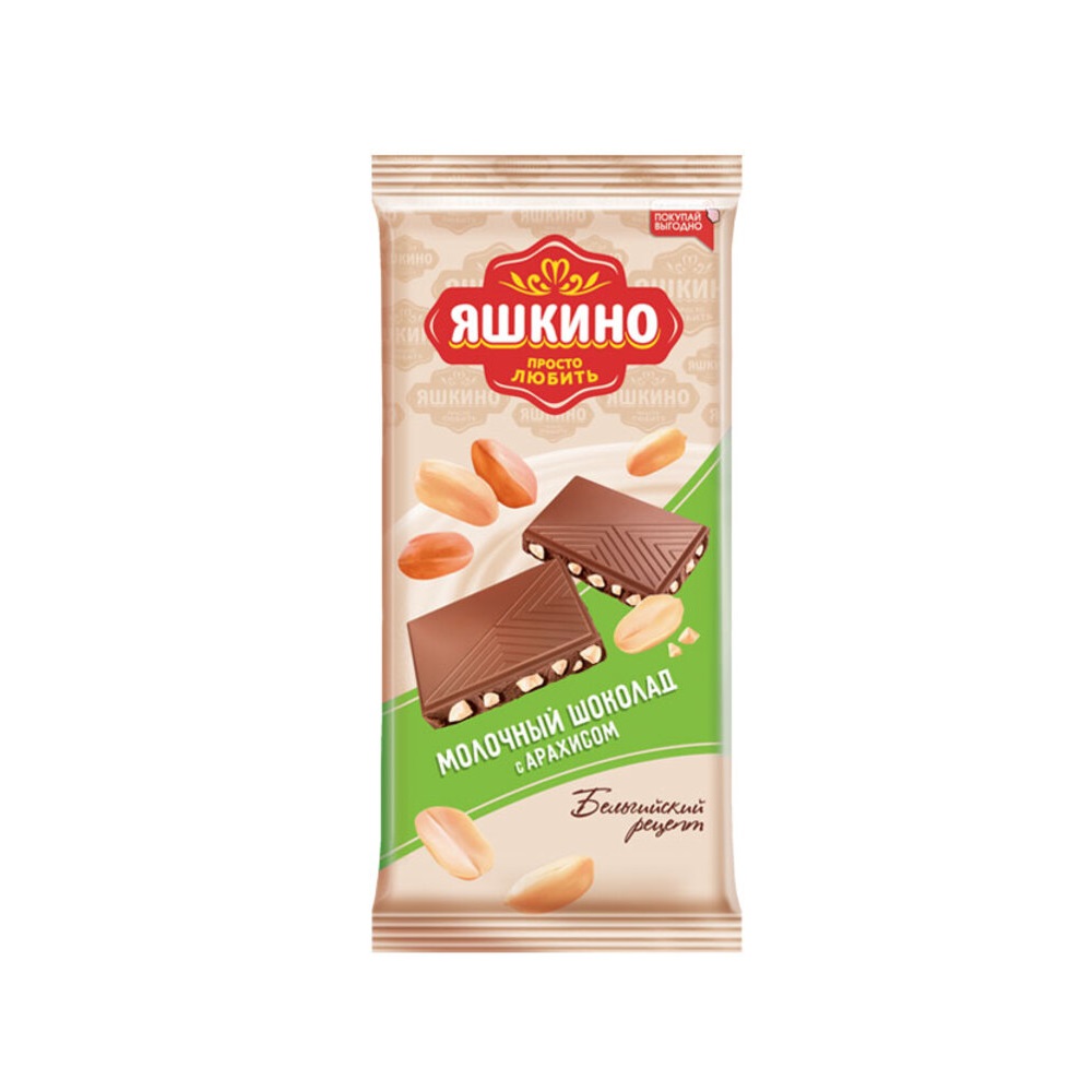 «Яшкино», шоколад молочный с арахисом, 90 г